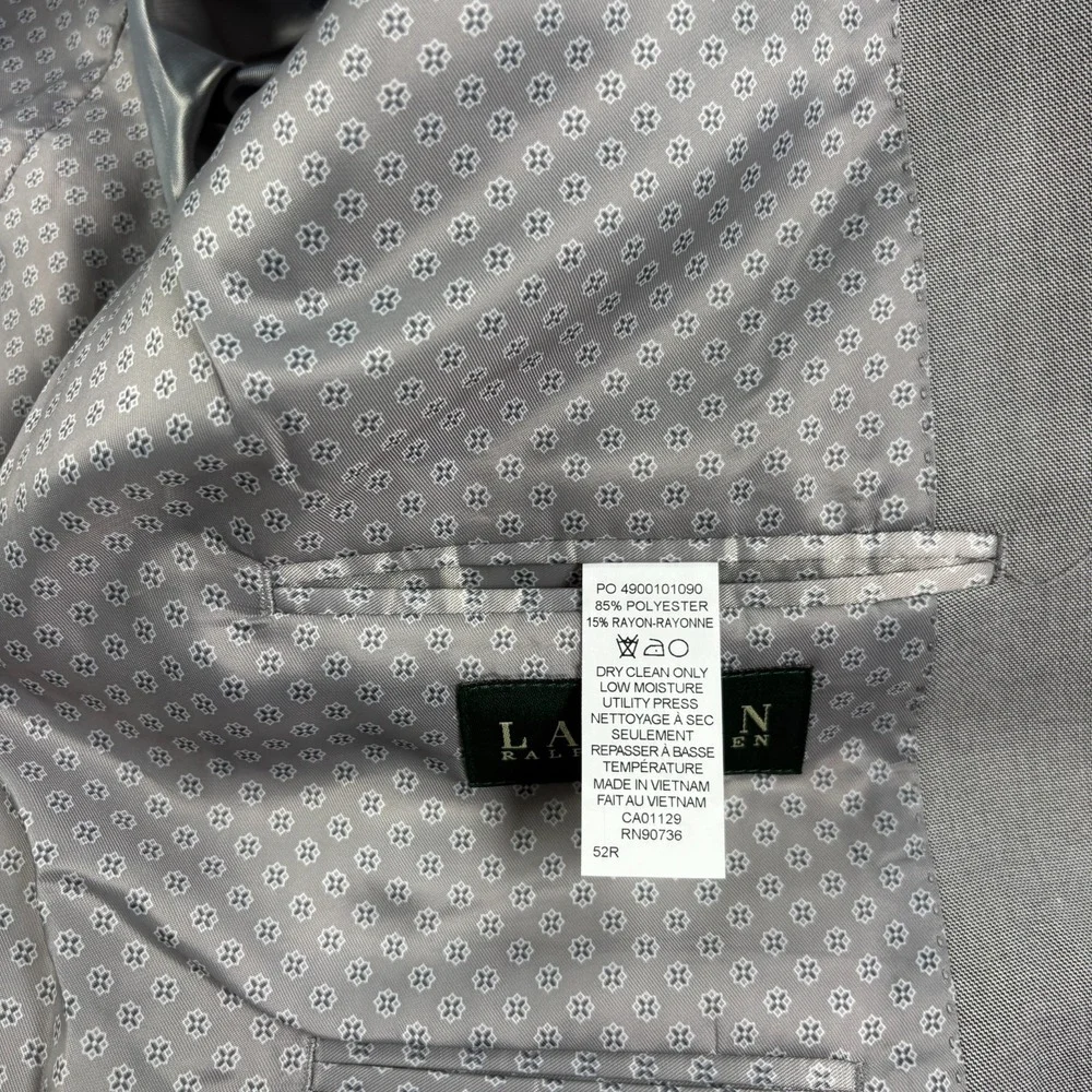 Lauren Ralph Lauren Suit Jacket Mens Size 52R Gray Structured Coat
